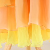 社交ダンス 衣装 スタンダードドレス ワンピース スタンダード フロート レース デモ 競技 ダンス パーティ 発表会 黄色 オレンジ 落ち感 明るい オレンジ系 イエロー系 フリンジ 豪華 軽量 シフォン おしゃれ 可愛い ふんわり カラフル ダンスウェア フェスティバル パフォーマンス