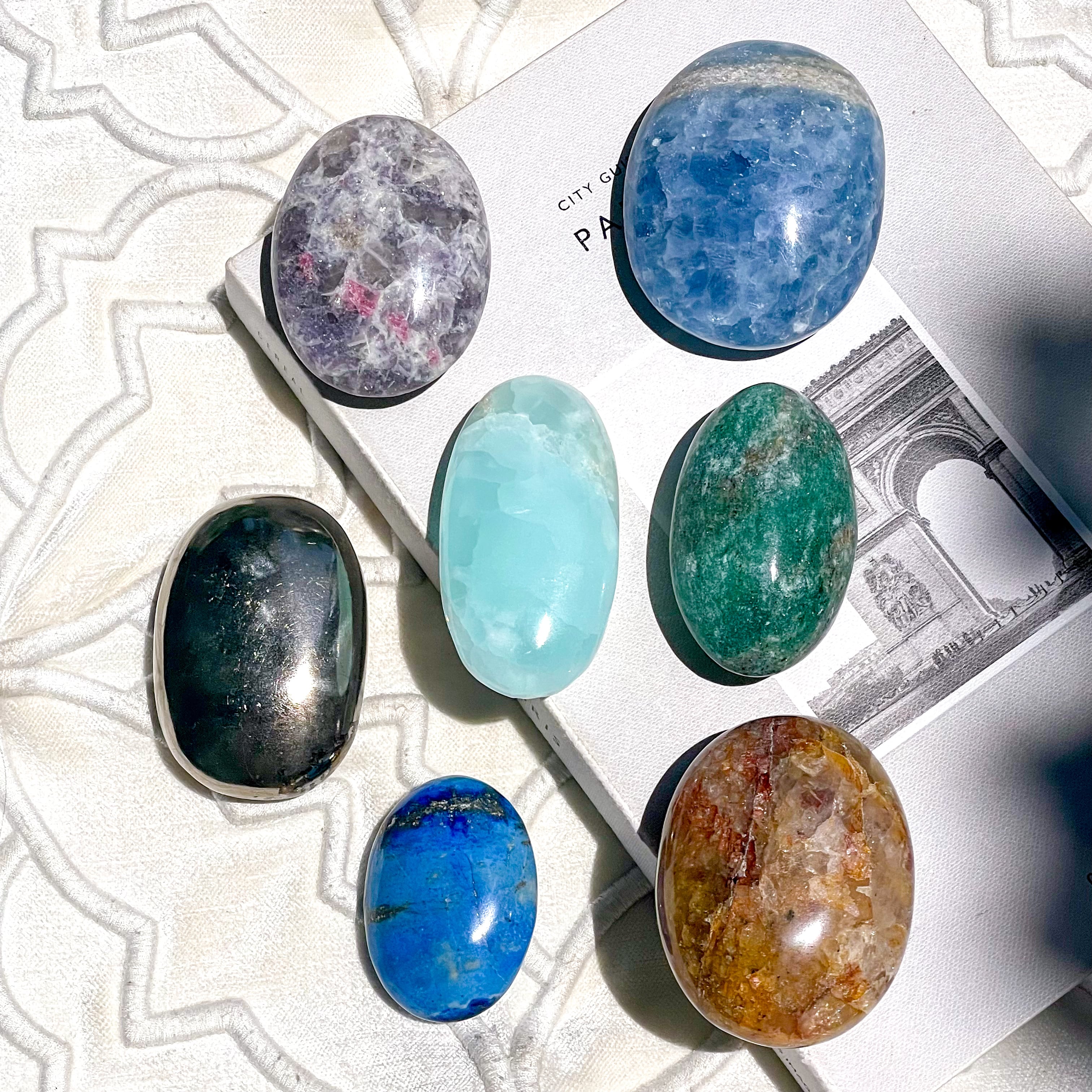 超高品質　ブルーアラゴナイト　天然石　ラリマー　カリビアンブルーカルサイト High Quality Caribbean Blue Calcite Palm ✧ カリビアンブルーカル
