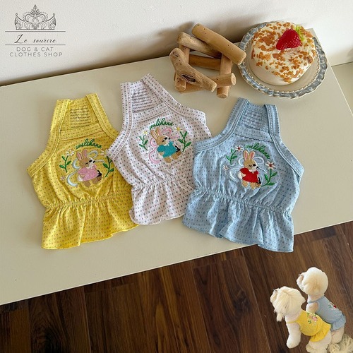 予約【№B05971】ラビット刺繍 クロップド丈 キャミワンピ(3カラー)