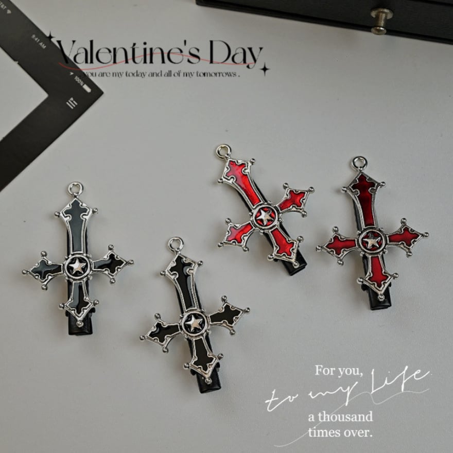 闇かわ｜ヘアアクセ｜クロス 髪に“闇の合図”を足す｜天使と悪魔