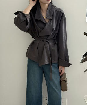 アシンメトリードレープシャツジャケット A0637