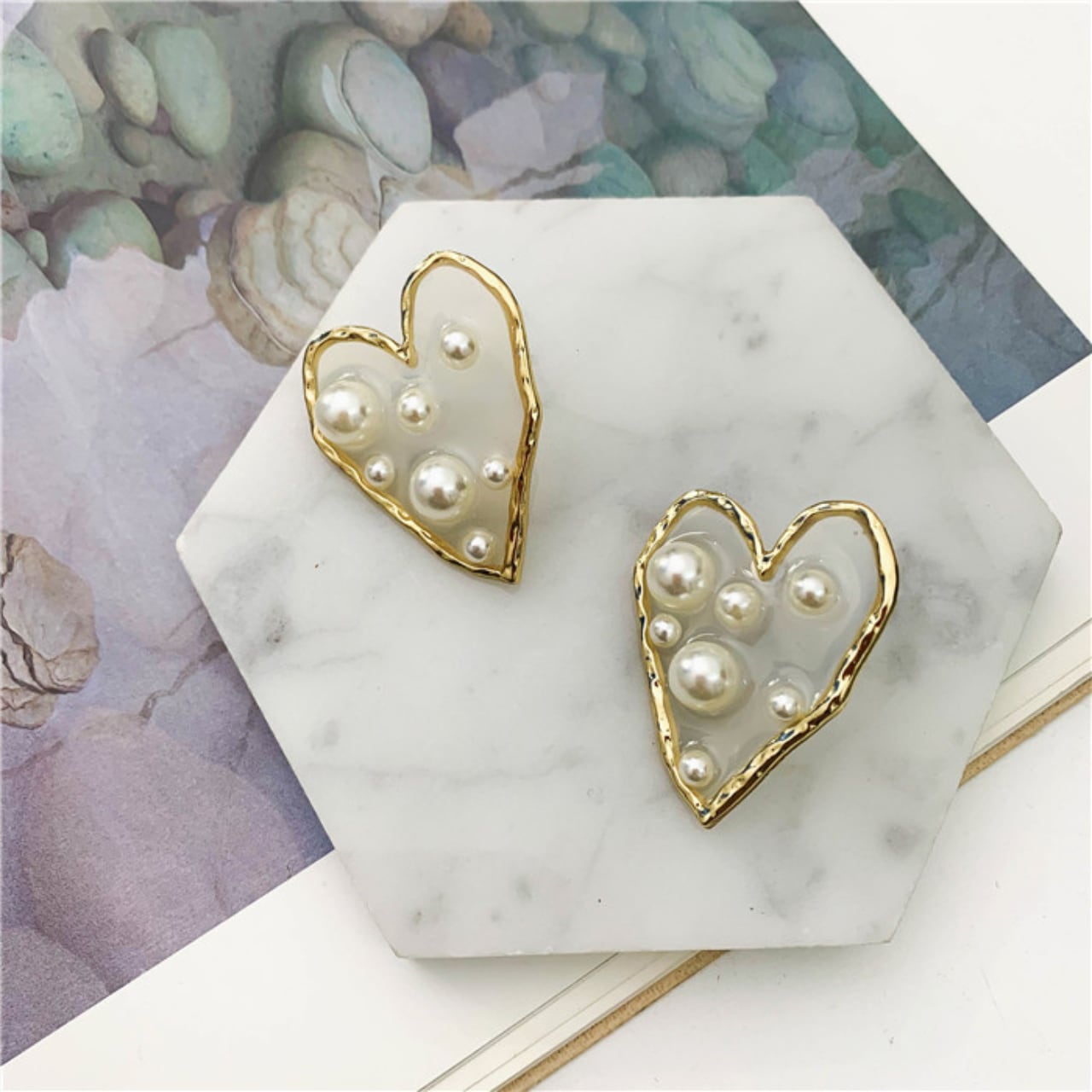Heart Frame Pearl Earrings S1184