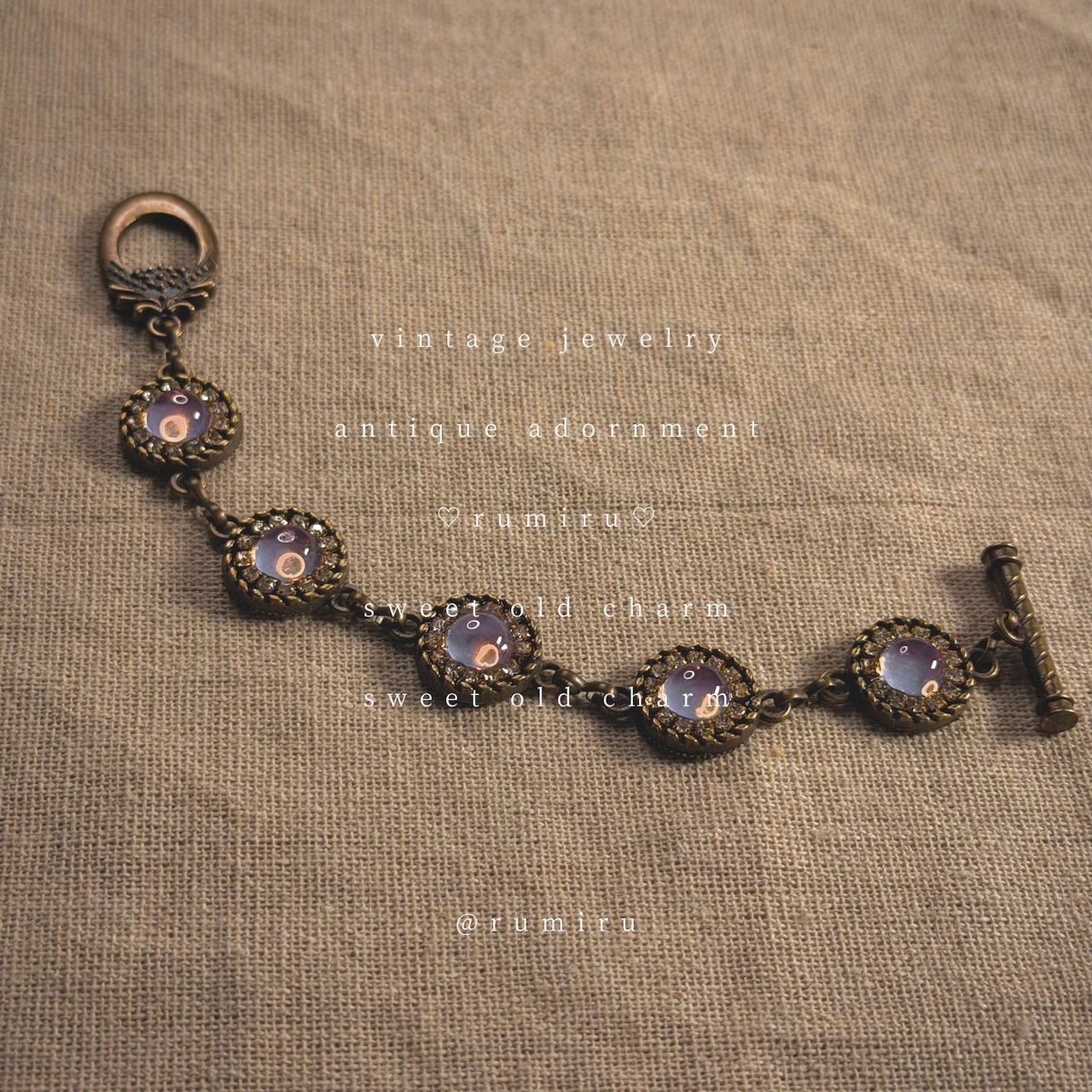 ハンドメイド ノスタルジック パープル ストーン ブレスレット - 4