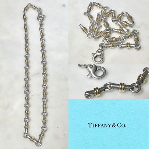 vintage TIFFANY k18 × sv bar link chain necklace