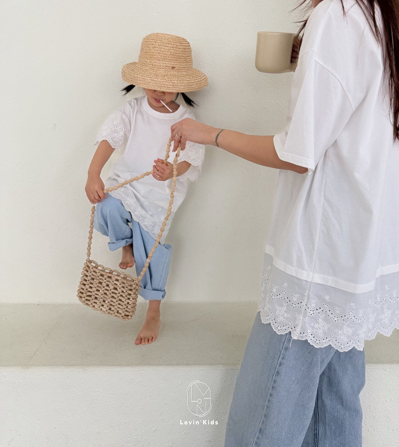 [Lovin' Kids] Angel Lace Tee Mom / [러빈] 엔젤레이스티엄마
