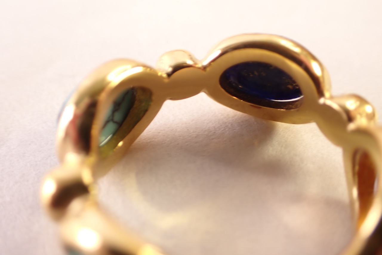 リング(ターコイズ、ラピスラズリ、カーネリアン、グリーンオニキス)　[D12-148]