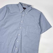 80s 90s Hathaway ハサウェイ FINE COTTON BD ボタンダウン 半袖シャツ /ブルー メンズ ビンテージ