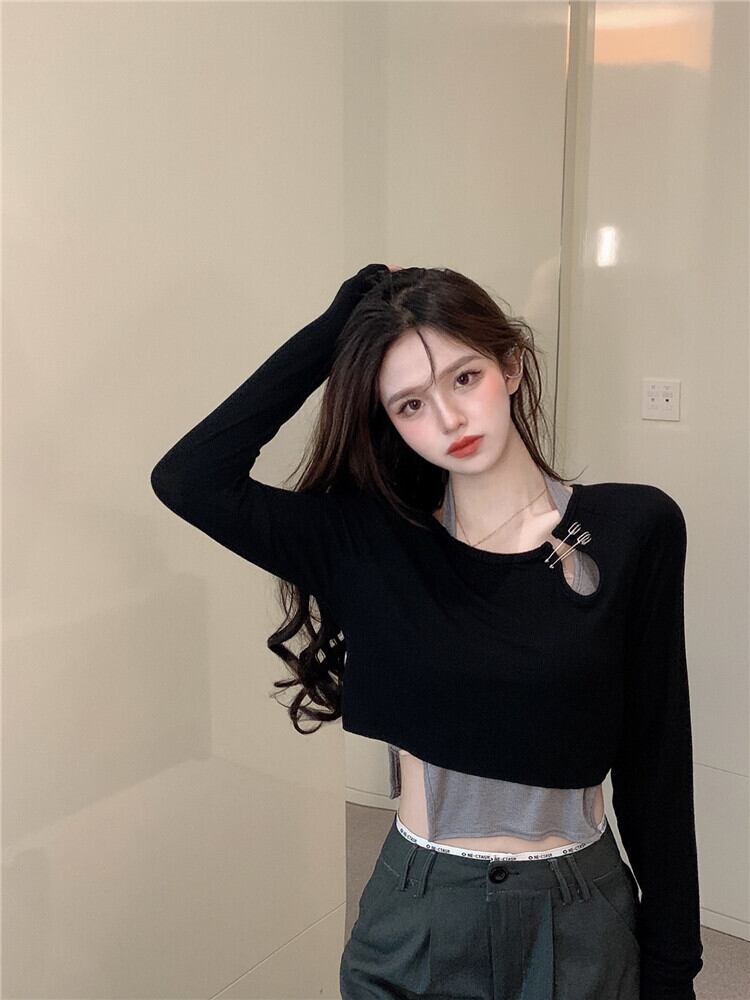 Tシャツ ショートブラックジャケット オータム ロング 秋物 ブラックストロベリース87382111475