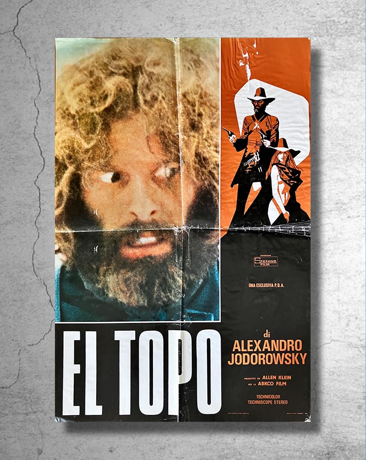 アレハンドロ・ホドロフスキー監督/主演映画 『EL TOPO エル・トポ』1970年イタリア公開時の上映告知ポスター