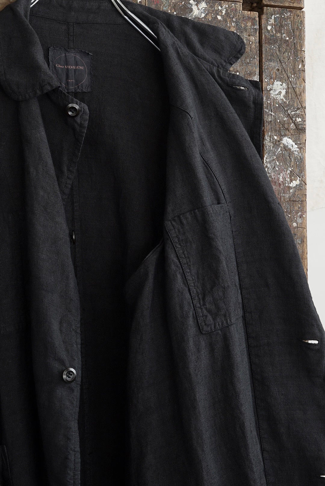 CHEZ VIDALENC - COAT TRENCH - ANTIC LINEN (BLACK) | Brownie
