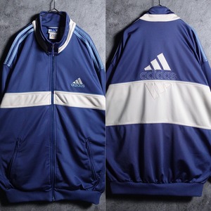 90s “adidas” Blue Logo Embroidered & 3-Stripes Design Track Jacket
