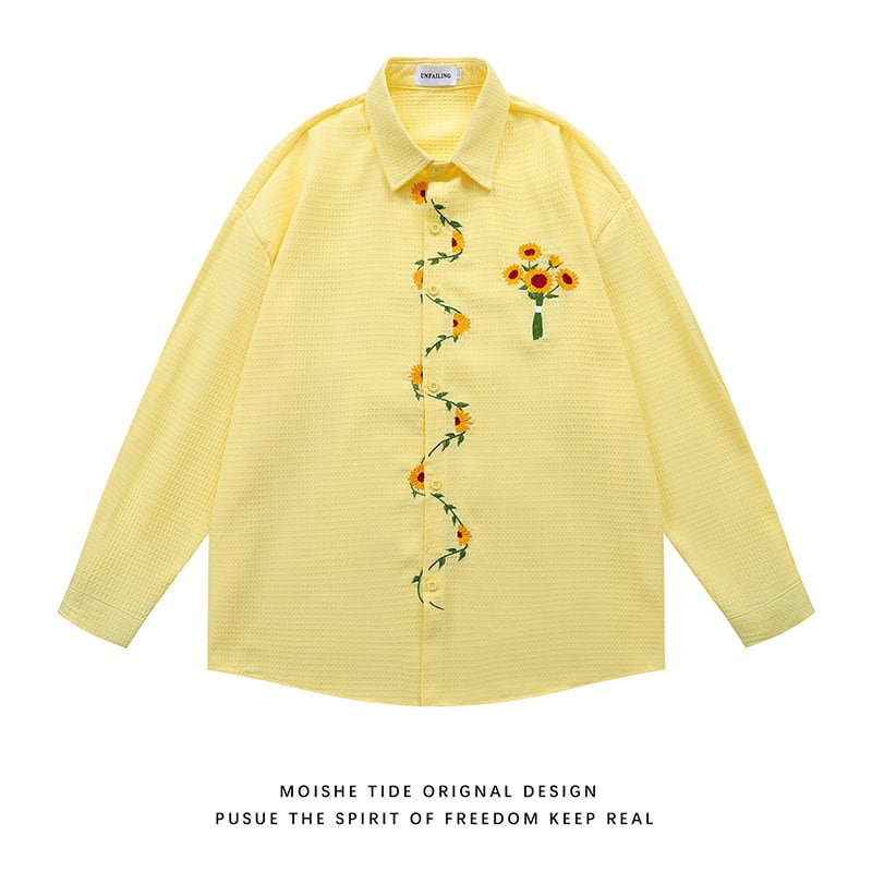 ♥向日葵刺繍シャツ！【UATONLINEシリーズ】☆シャツ☆ ユニセックス