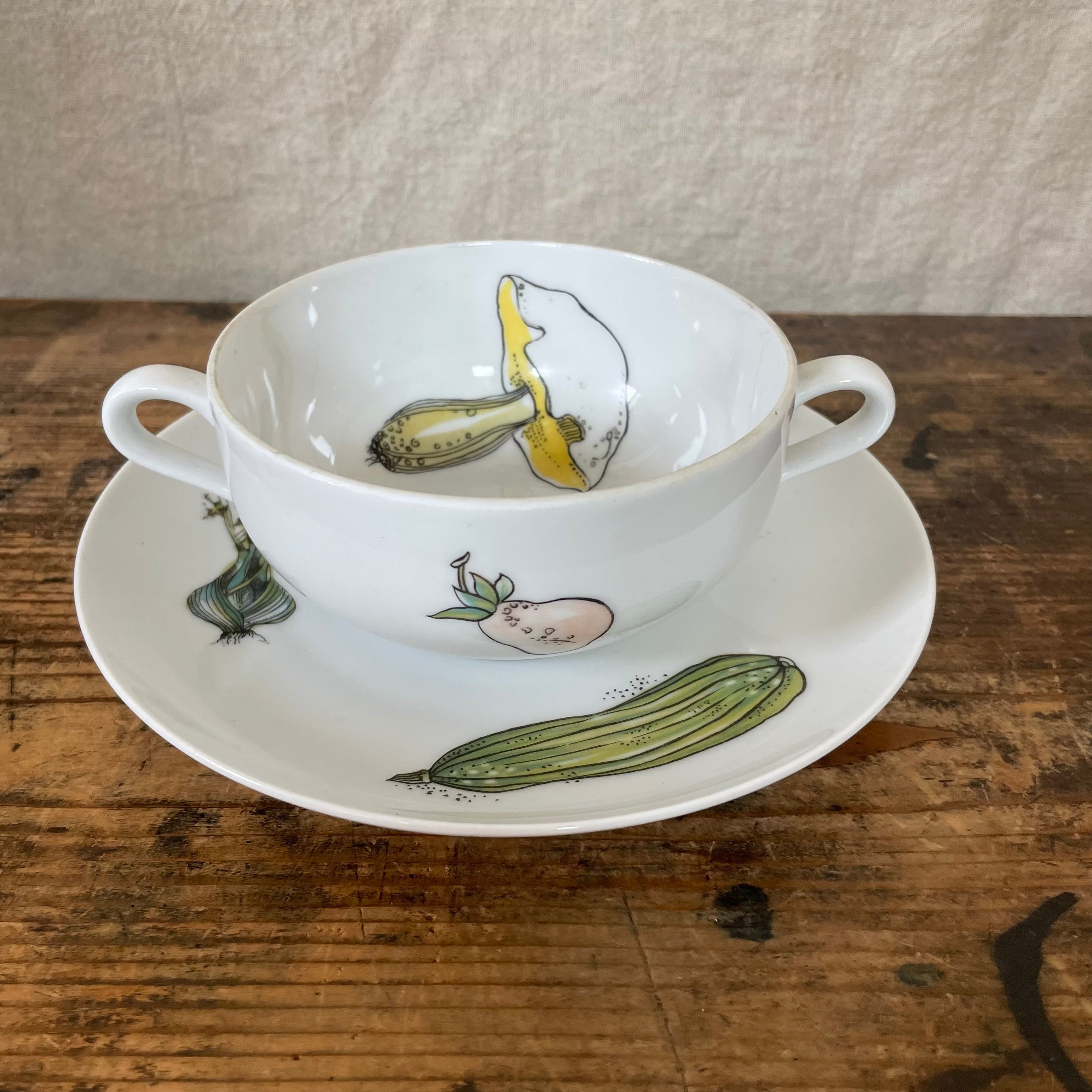 野菜柄のスープカップ&ソーサー | tsuitachi craft&brocante