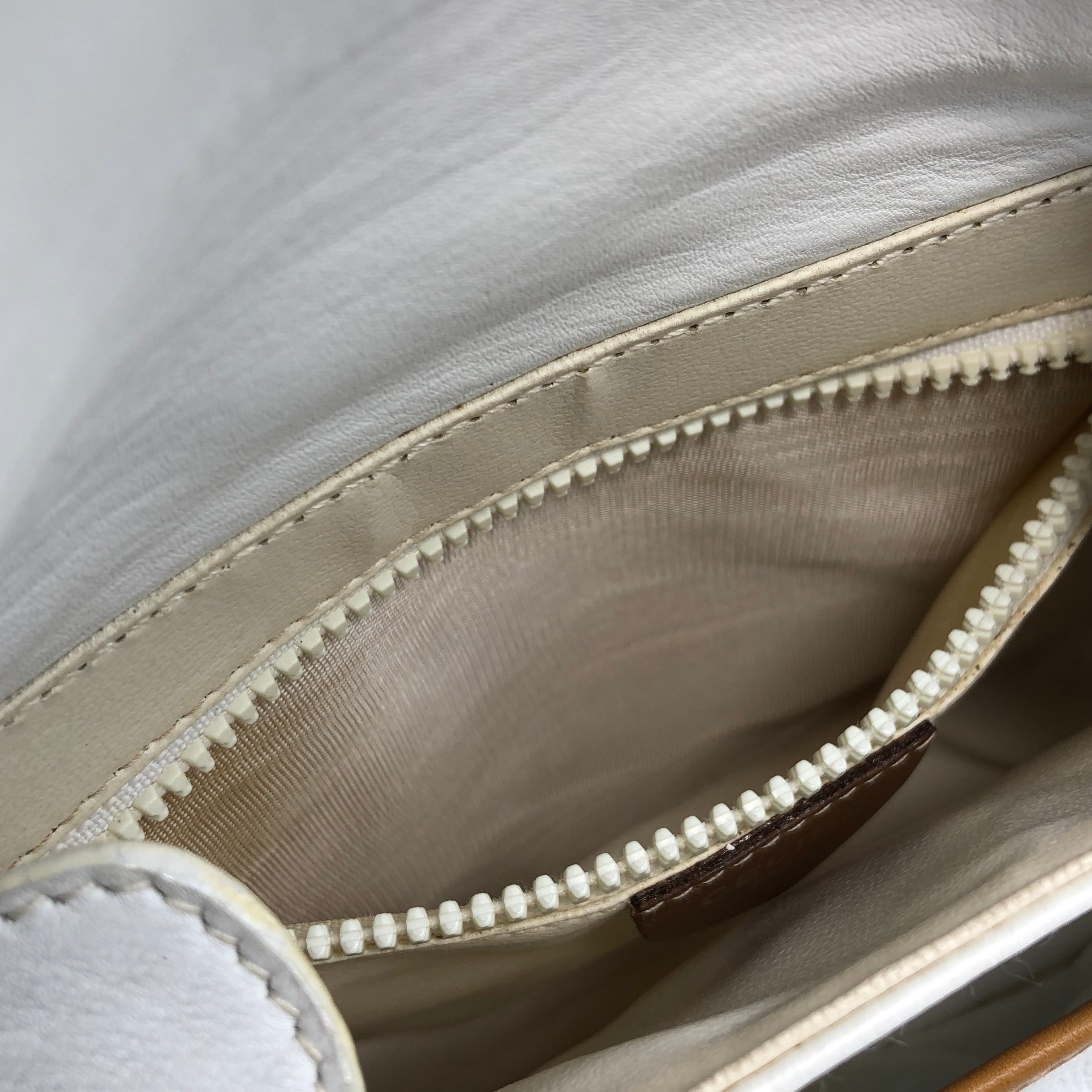 CELINE セリーヌ ショルダーバッグ ホワイト ブラウン ブラゾン レザー