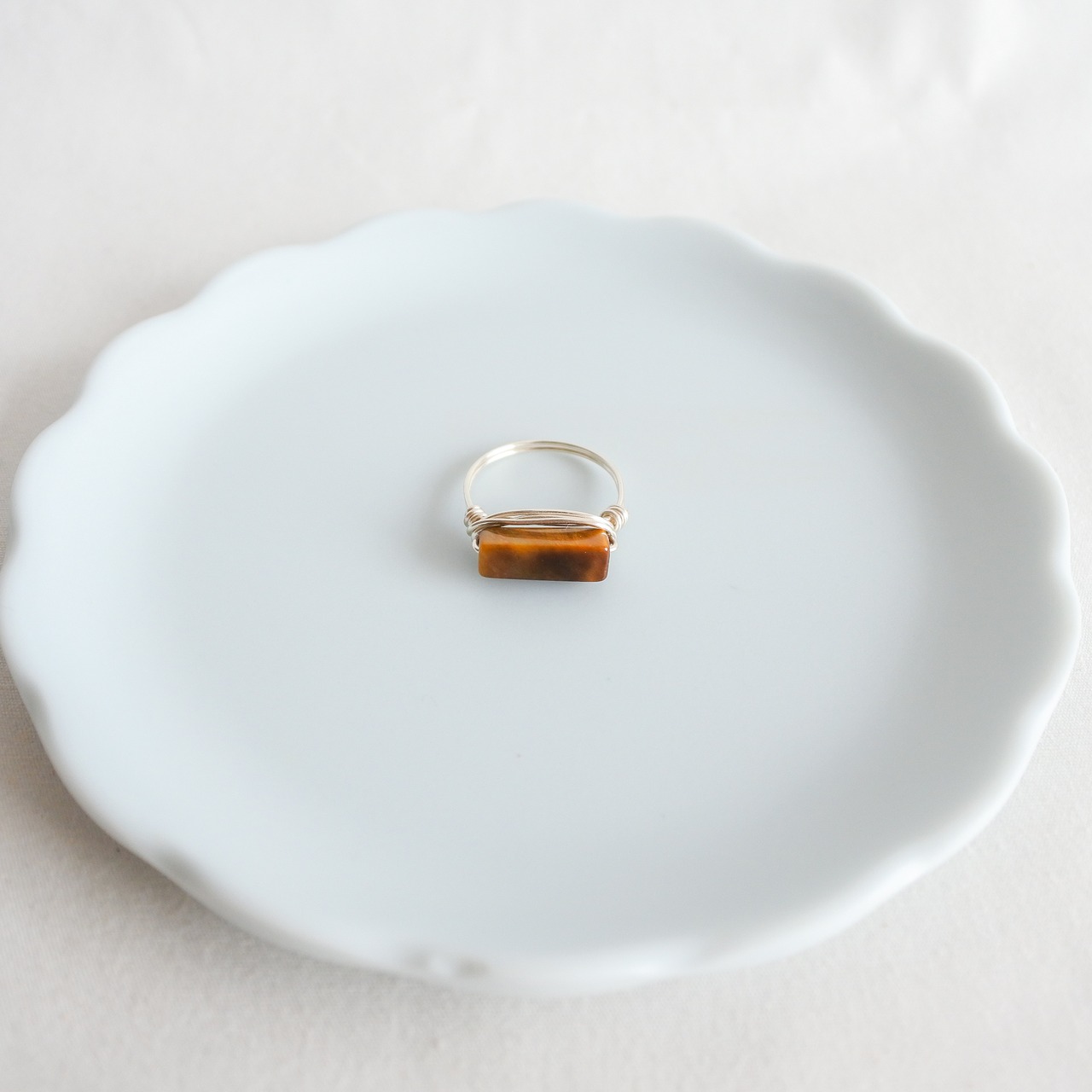 タイガーアイ　ほそながい　シルバーの指輪