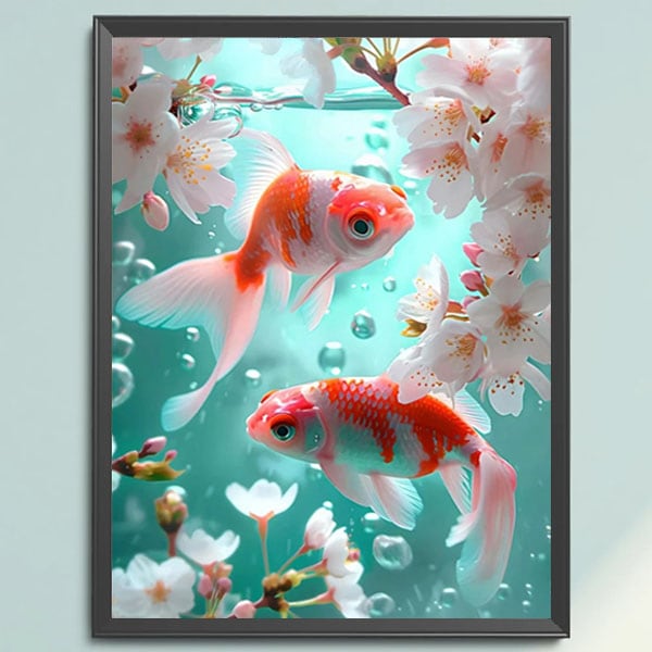 中級 フル ダイヤモンドアート キット ビーズ刺繍 金魚 さくら 桜