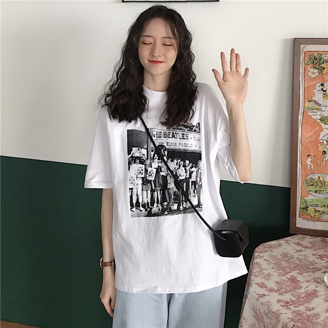  【MumuIns 】　夏新作ファション2色 The Beatles Tシャツ　 A0260