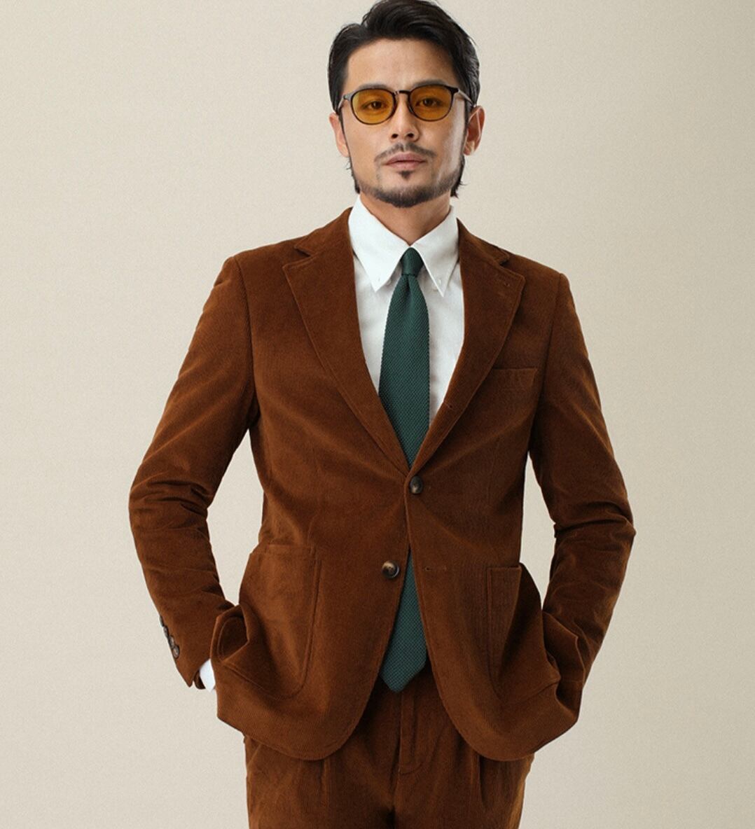 reddish brown リブカラー セットアップ - fountainheadsolution.com