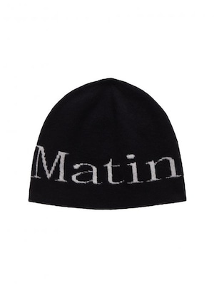 [MATIN KIM] LOGO JACQUARD SHORT BEANIE IN BLACK