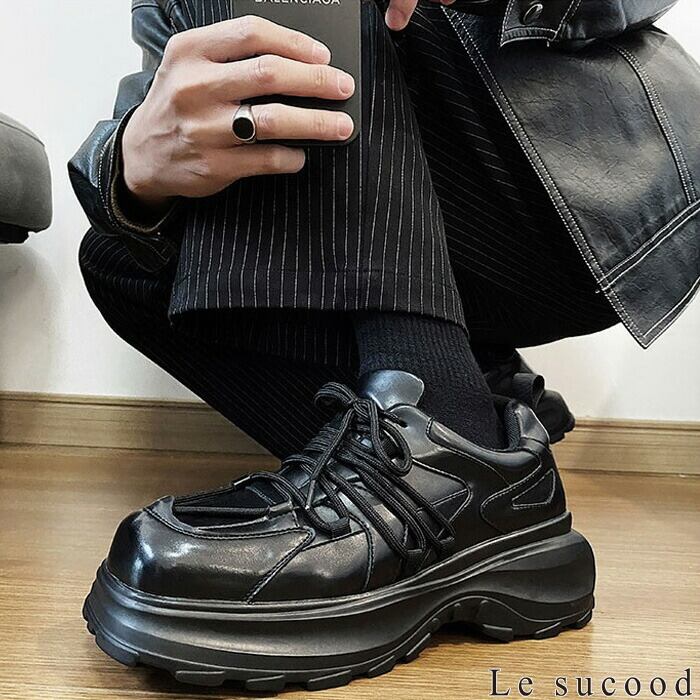 お支払い確認後20日以内発送】Le sucood スクエア厚底レザースニーカー