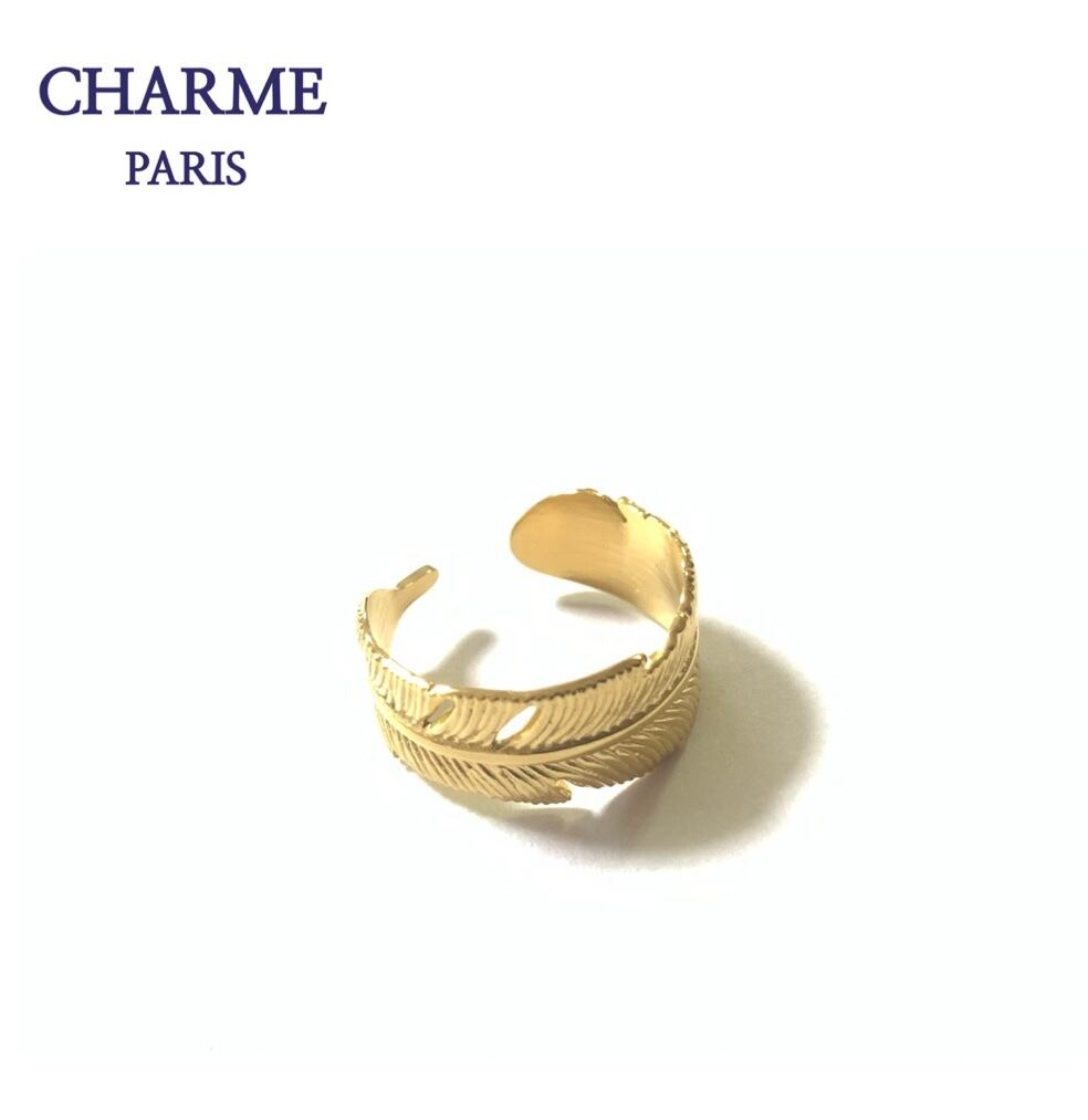 18k plating feather ring