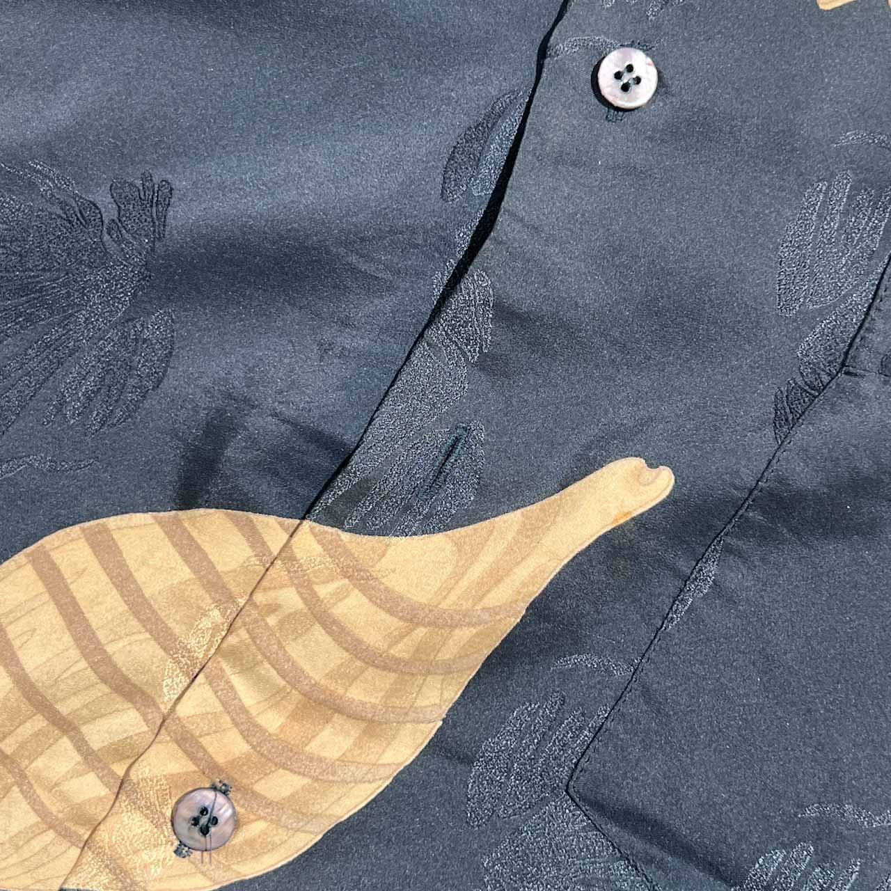 90s シルク100% TORI RICHARD トリリチャード マリン柄 貝殻 半袖シャツ アロハシャツ M/メンズ ビンテージ