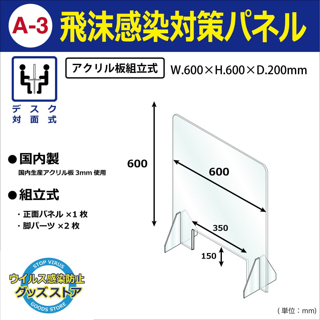新型コロナウイルス感染対策】飛沫感染対策パネル2枚セット（品番:A-4