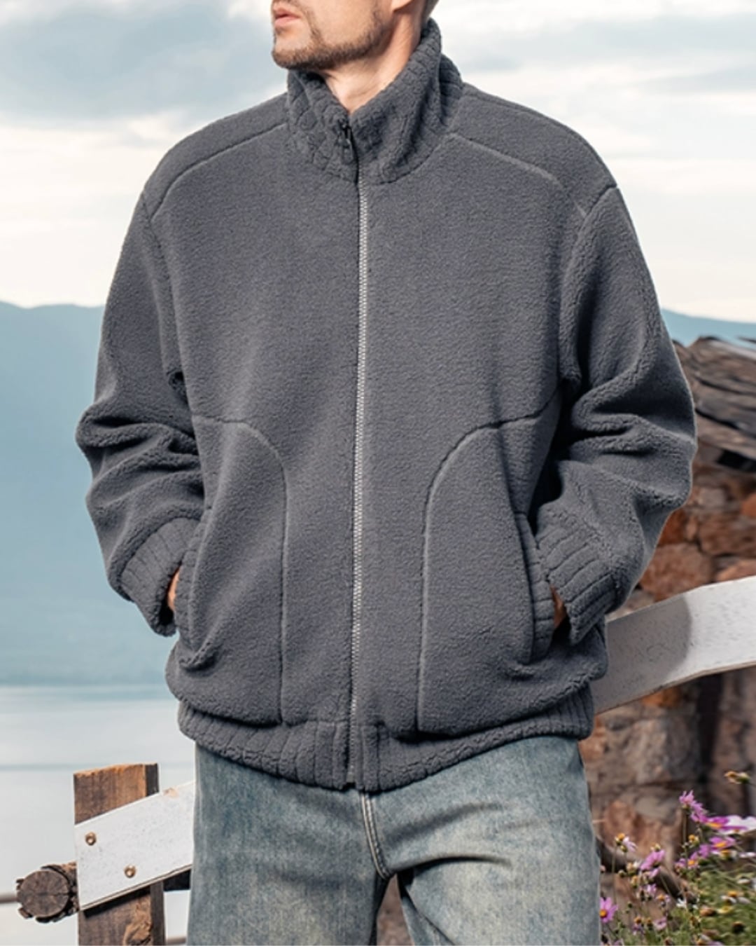 ジップアップ フリースジャケット 3色 E0226