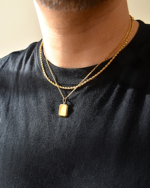 Simple square design necklace gold・silver