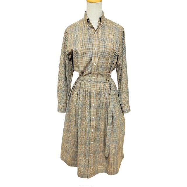 中古 ラルフローレン Ralph Lauren 長袖 シャツワンピース クリーニング済み チェック柄 ボタンダウン 東京スタイル レディース サイズ9