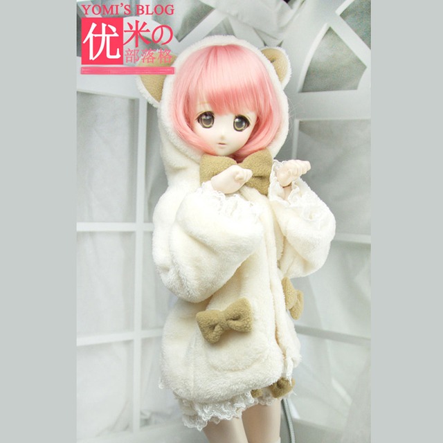 BJDドール用衣装 お洋服 ⭐️コート⭐️ 帽子付き 冬着 熊ちゃん 可愛い ホワイト white SD13/SDGR/SD10/DDサイズ人形用/I.YOMI DOLL