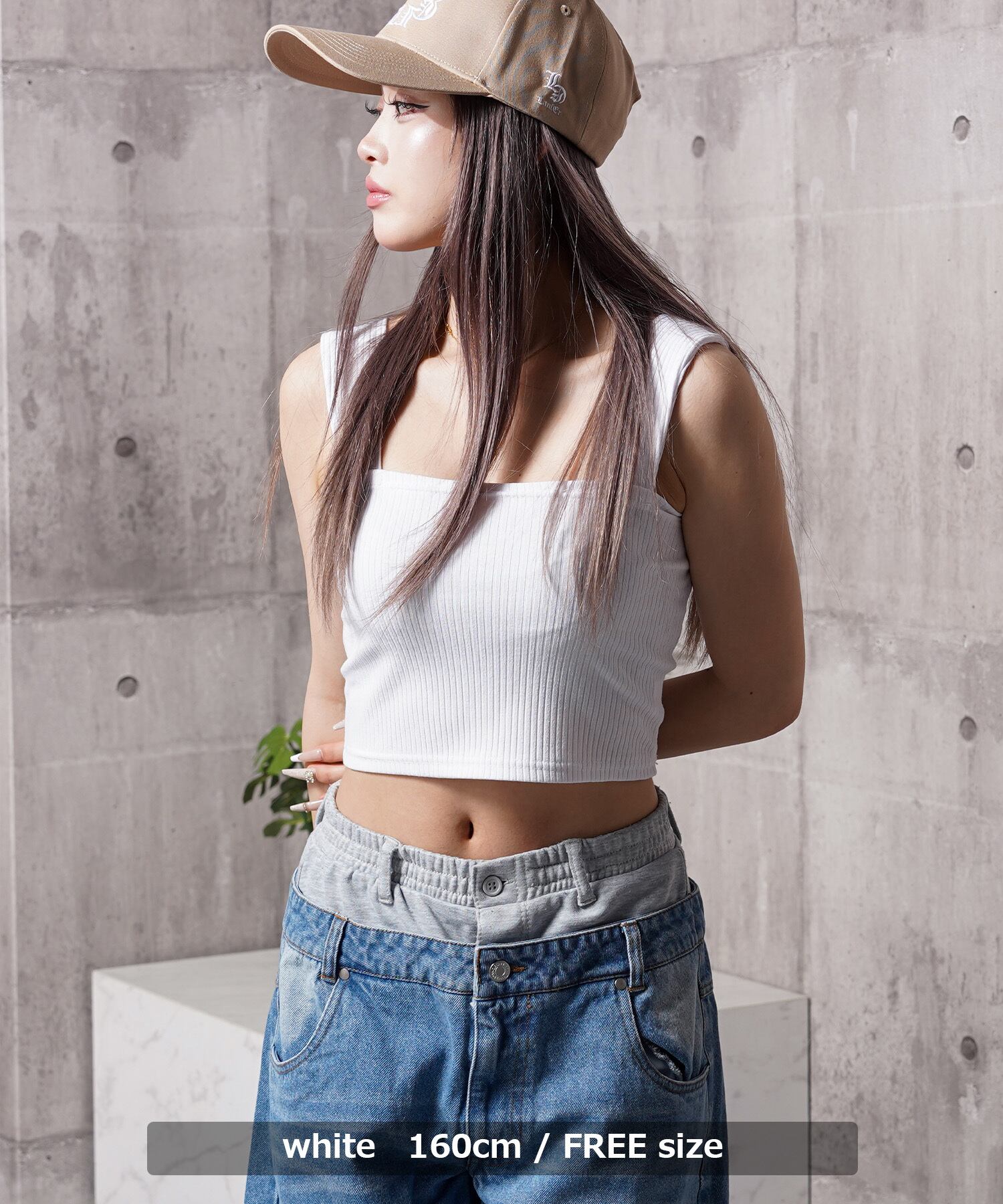 ◇リブ編み クロップド タンクトップ◇kr-26001 | 1111clothing / ワン