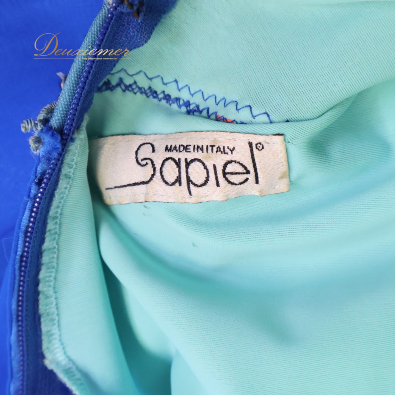 社交ダンス 衣装 Sapiel サピエル ドレス ワンピース スタンダード ブルー系 青 フロート レース デモ 競技 ダンス パーティ 発表会 踊り レディース おしゃれ 高級感 イタリア製 舞台衣装 エレガント