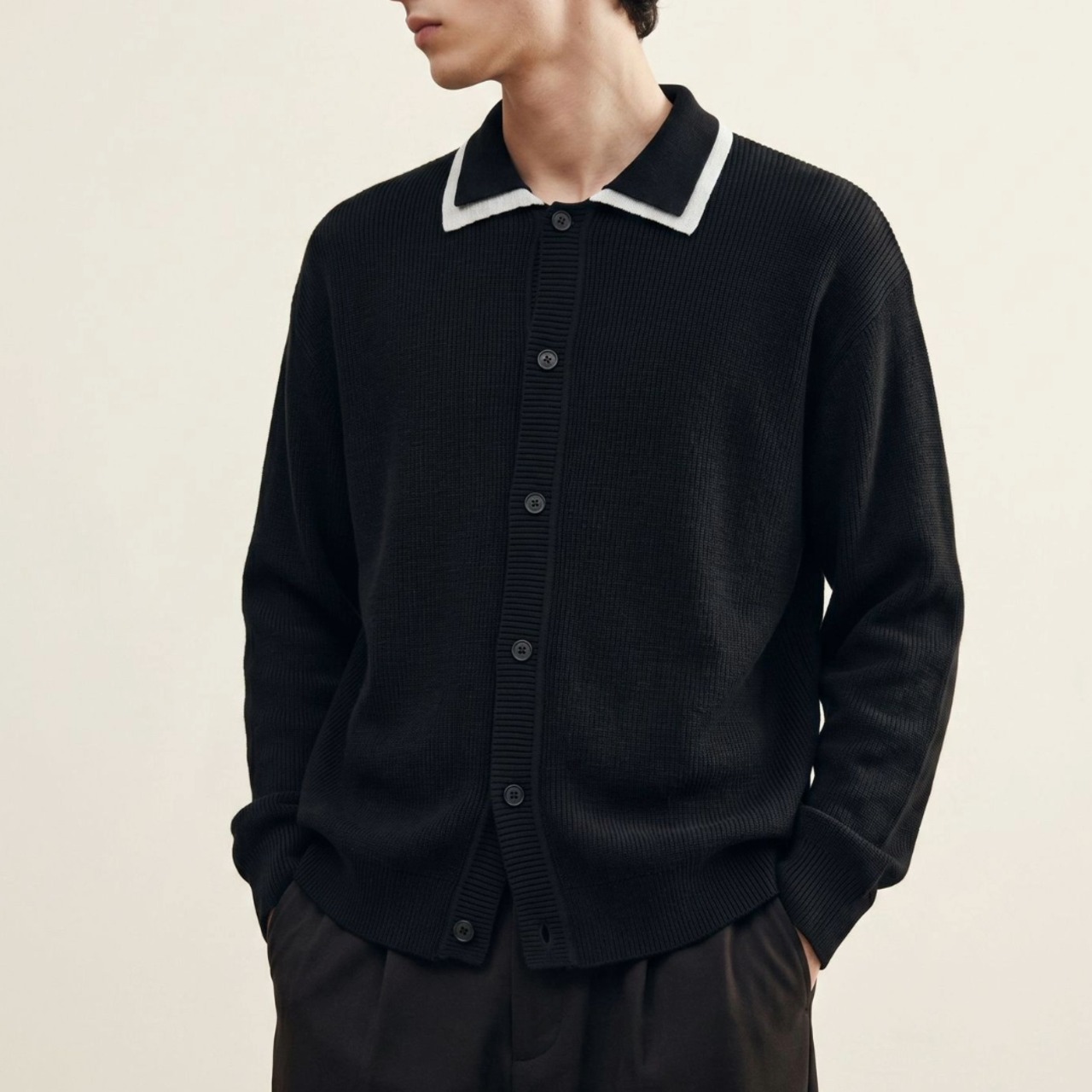 Contrast Collar Relaxed Cardigan TB2555・画像4