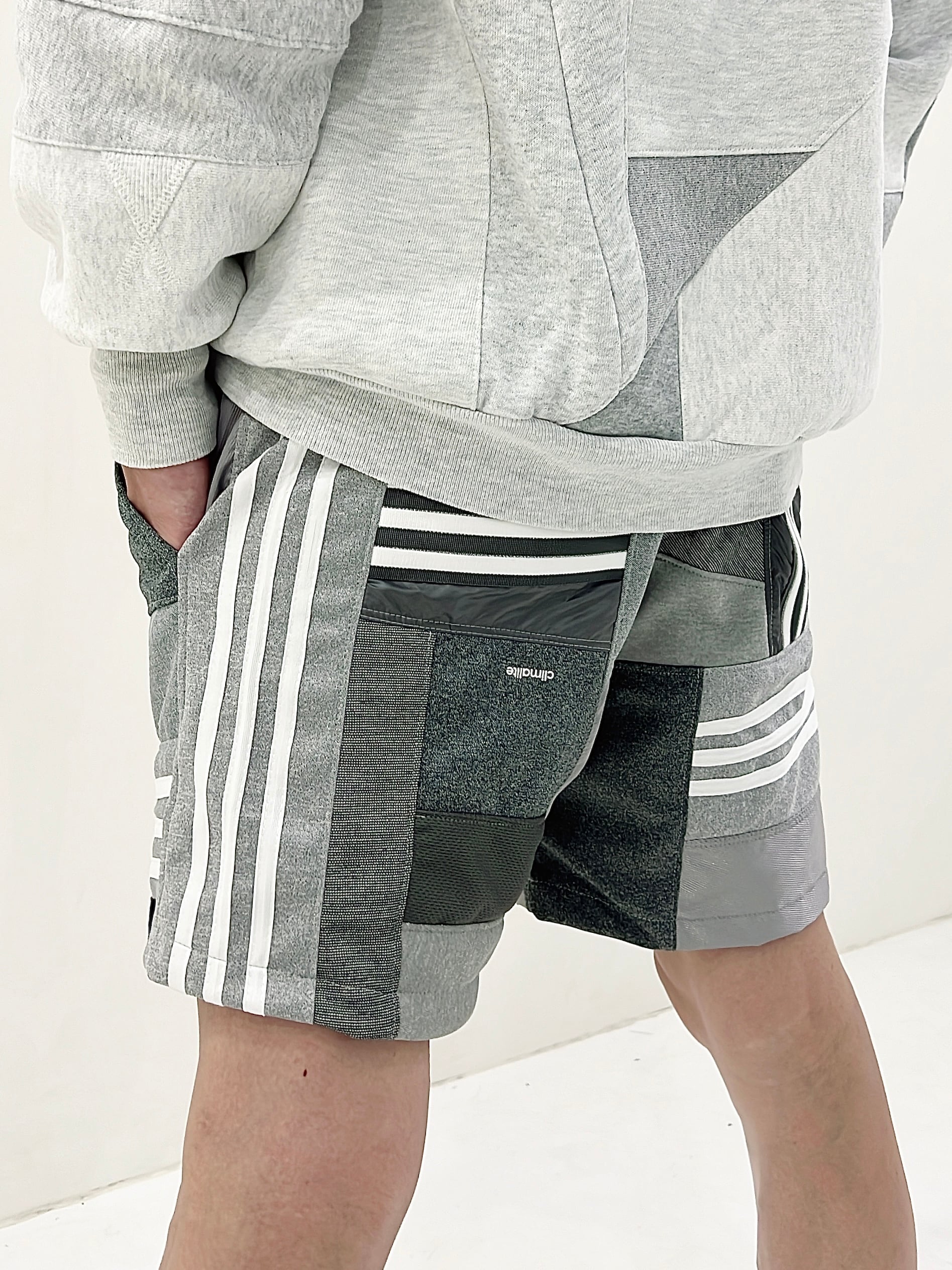 KOH ISHIGURO Upcycled Crazy Patchwork short pants -GRAY- Mens