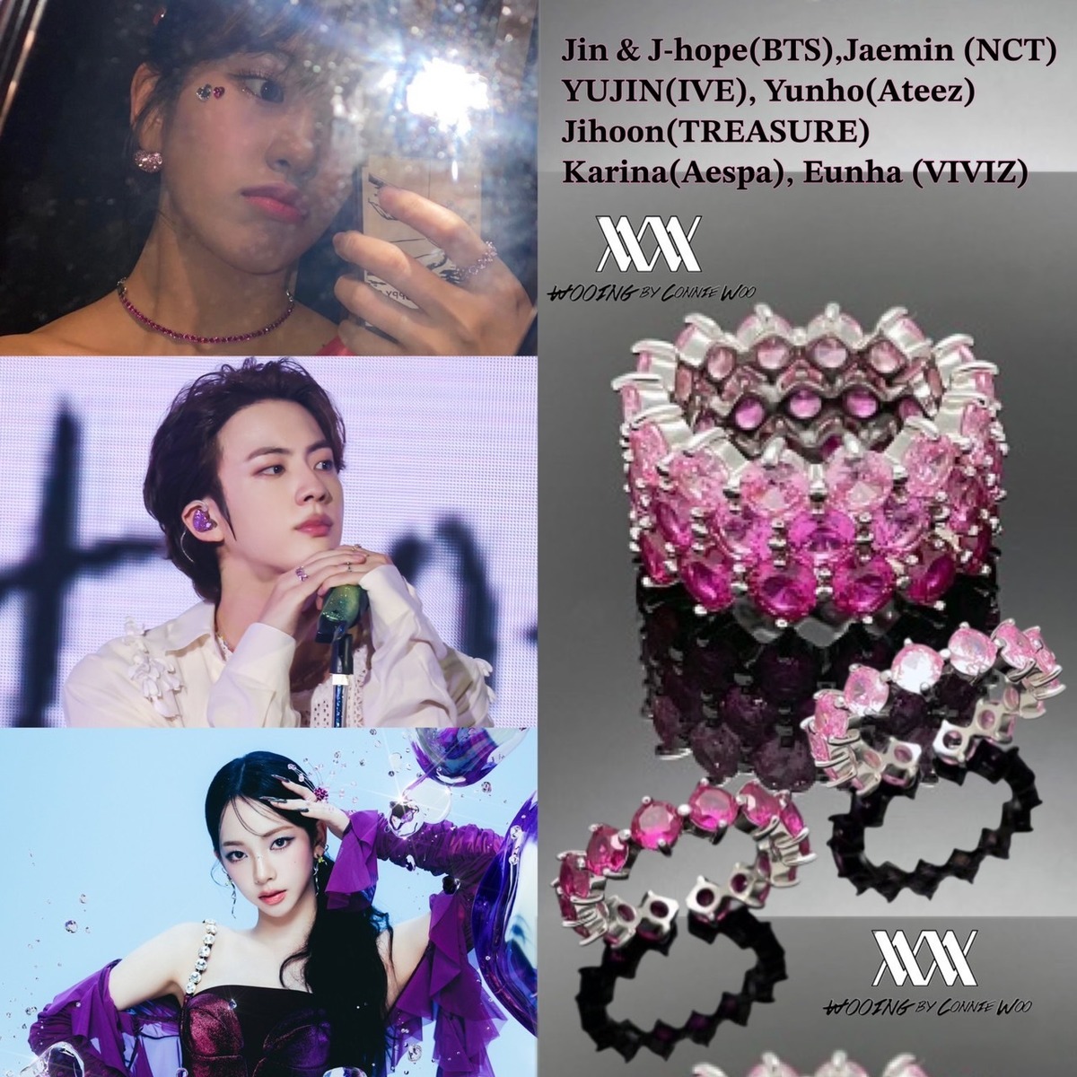 ★BTS 全員 着用！！【WOOING】Silver Compass Stackable Ring PINK | もごつ
