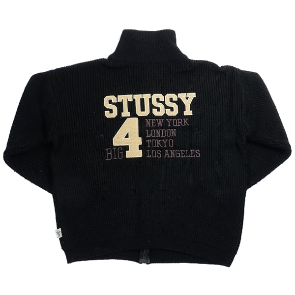 STUSSY ステューシー 98年 Big4カウチンニットカーディガン 黒 Size【L