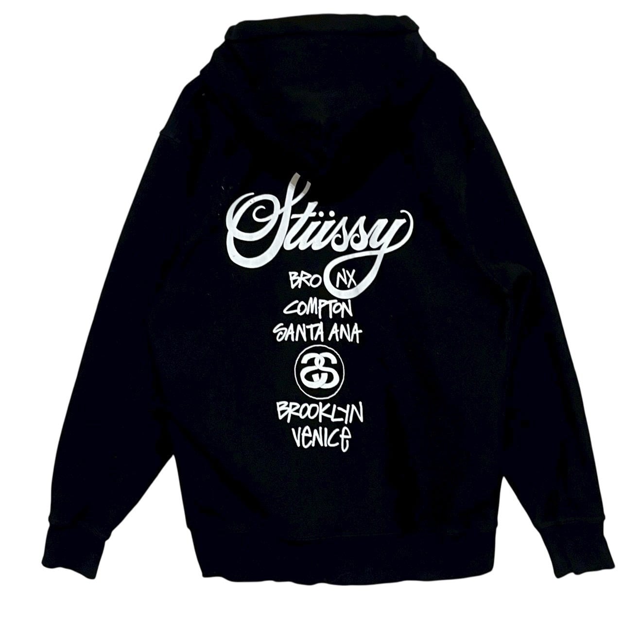 stussy ステューシー ジップパーカー L バックロゴ プリント ワールド