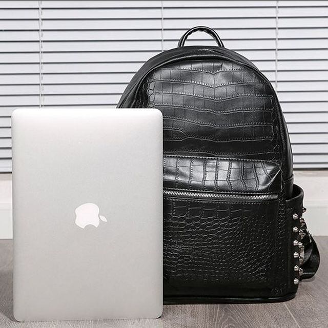 予約販売】リュック メンズ スタッズ バッグパック クロコダイル 型
