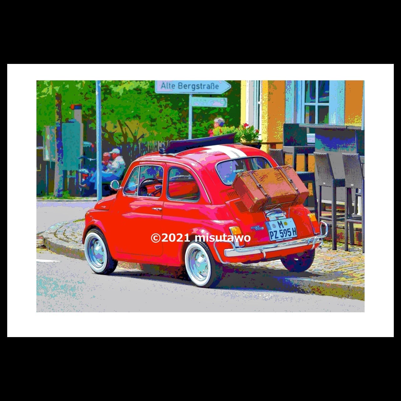 アートポスター】FIAT500（チンクエチェント）と行く旅（作品No.131