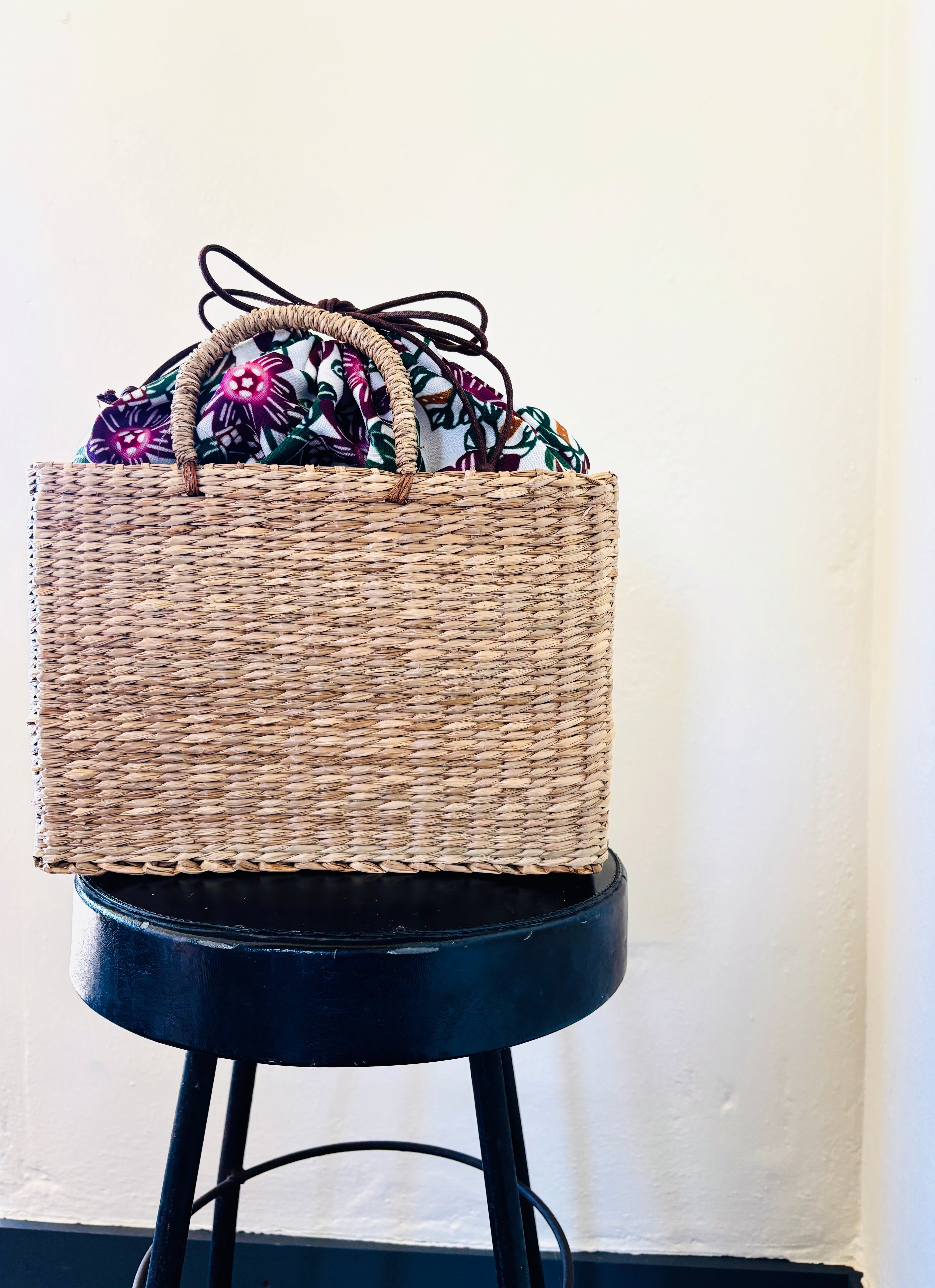 巾着(S)付きかごバッグ