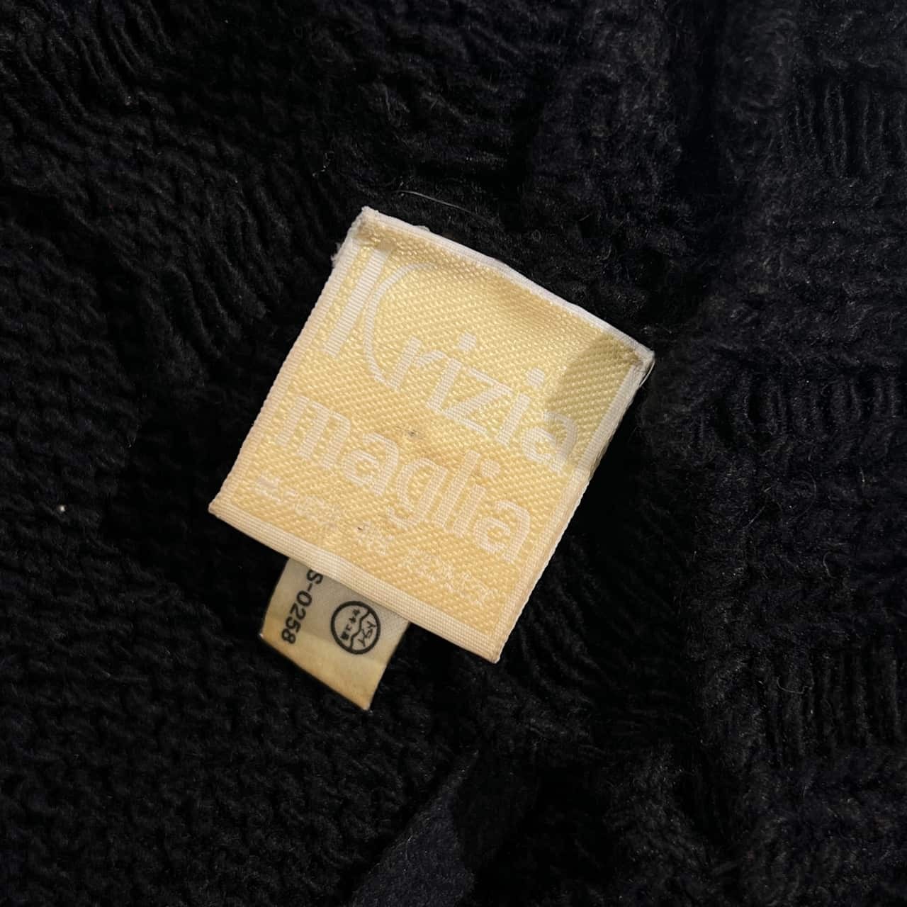 カシミヤ100% イタリア製 KRIZIA MAGLIA クリツィアマグリア リボン風デザイン ハイネック ニット セーター 40/ブラック レディース ビンテージ