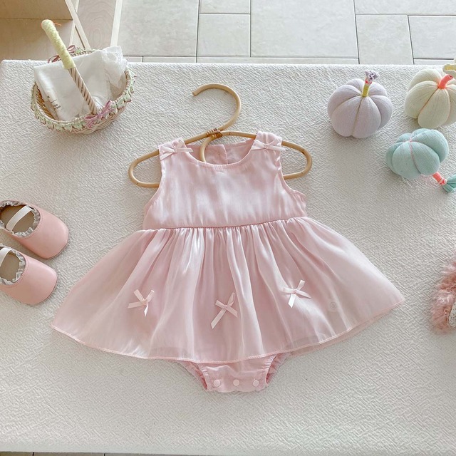 【BABY】リボンチュールスカートノースリーブロンパース - 3