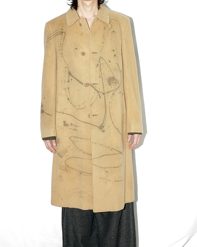 Vintage artistic painted wool maxi coat