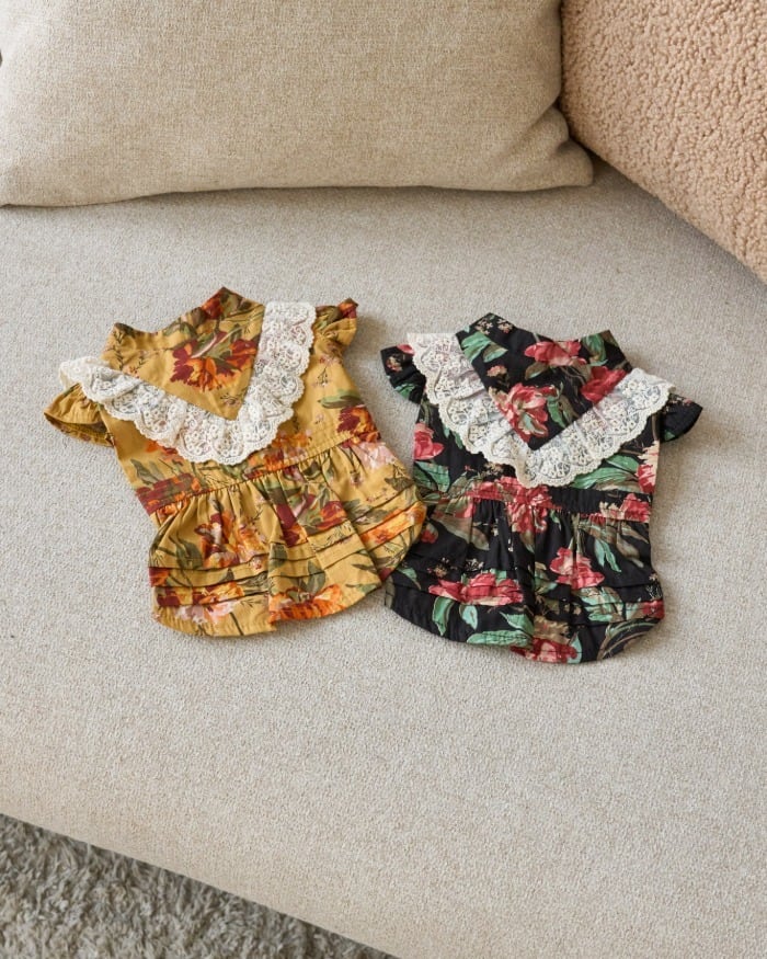 予約【eomuk】Vintage Rose Pintuck Dress (2color)