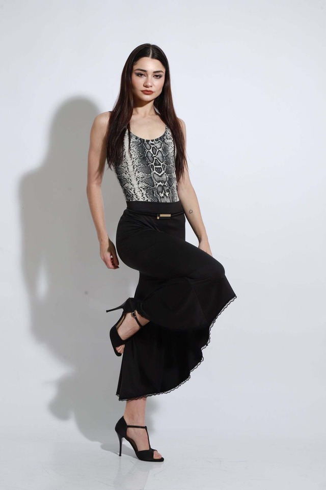 VESTIDO DE MIMI PINZON　ミロンガ用　黒ストレッチバックフレアスカート　Sサイズ