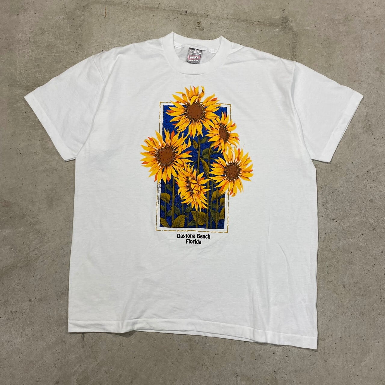 90年代 ヴィンテージ 花 ひまわり 向日葵 アート プリントTシャツ ...