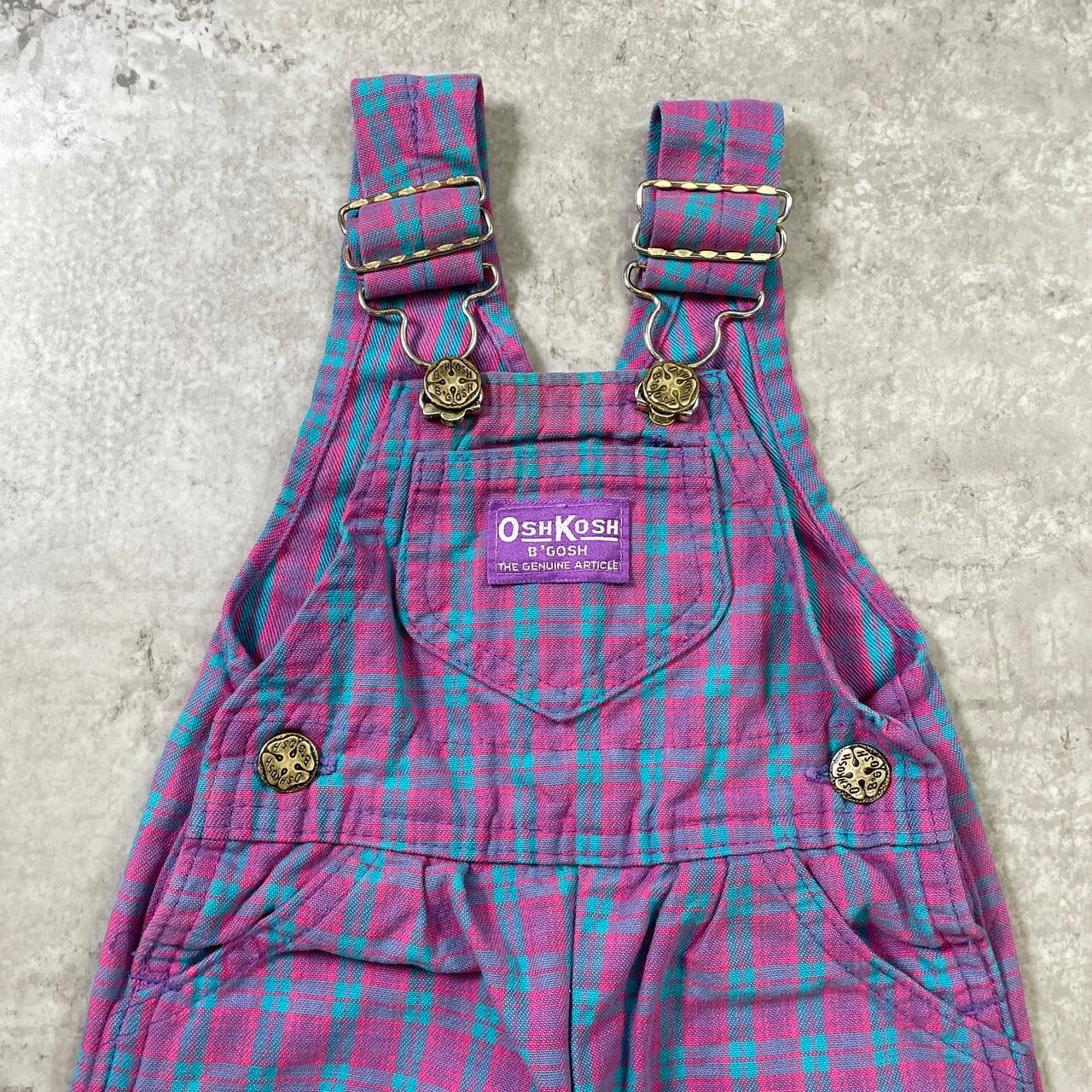 kids】80-90年代頃 USA製 紫タグ OSHKOSH オシュコシュ タータン