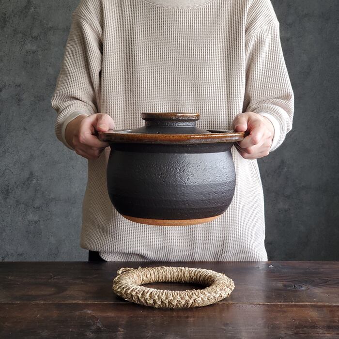 炊飯鍋 1〜5合炊き 直火専用 Circle Rice Pot 飴 L 信楽焼 | みのさらら