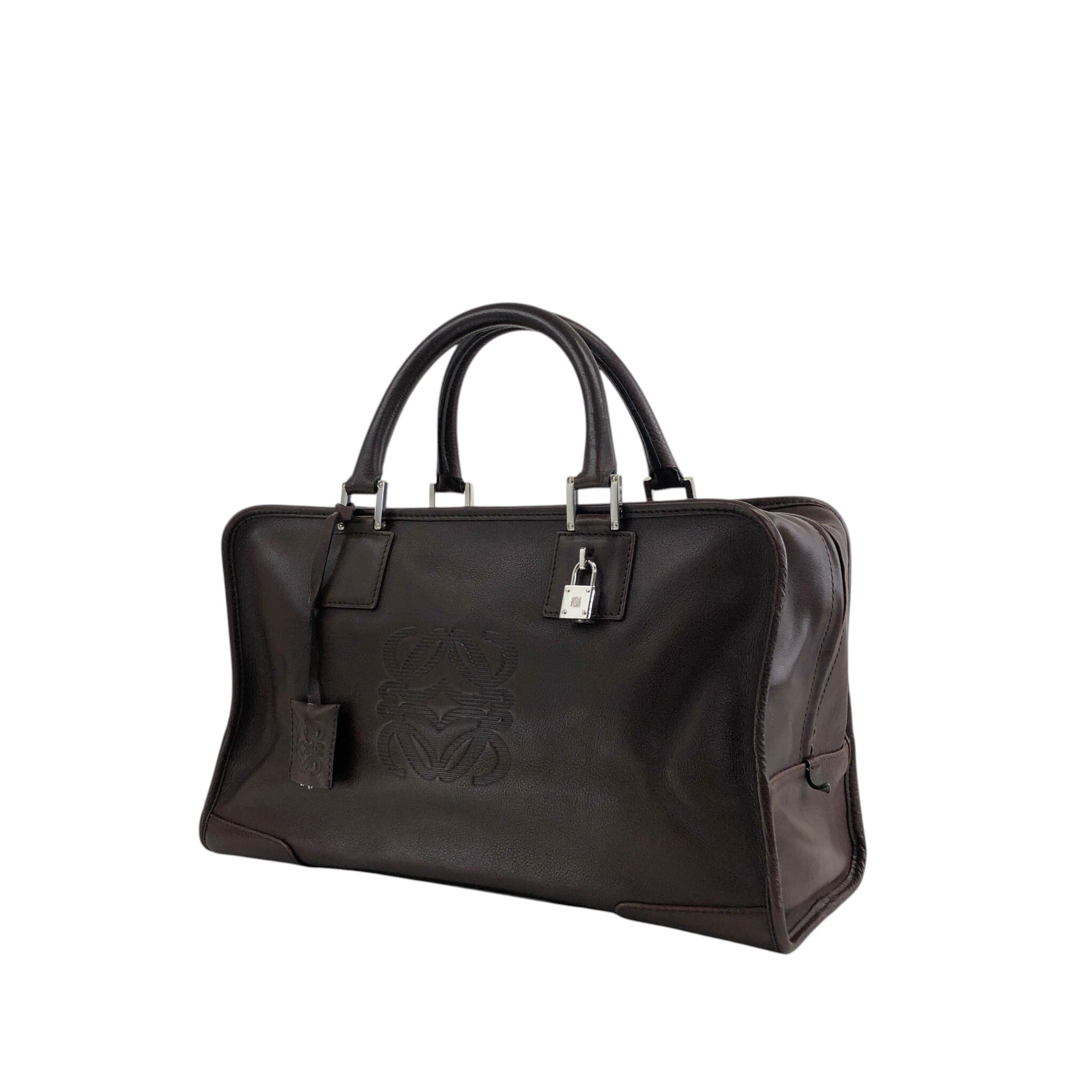 LOEWE ロエベ アマソナ36 ハンドバッグ ブラウン カデナ レザー